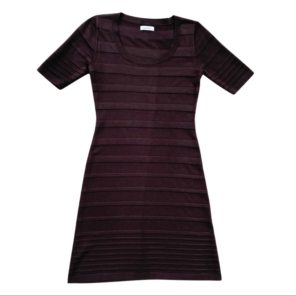 Calvin Klein Woman’s Brown Knitted Half Sleeve Dress